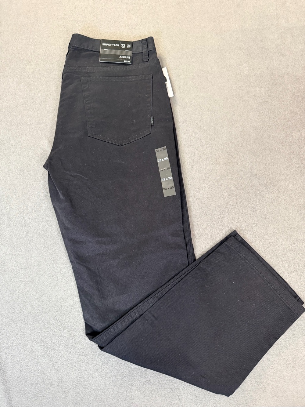 Alfani Men's 5 Pocket Black Pants Straight Leg/Chino/ Dressy Casual -33x30- NWT